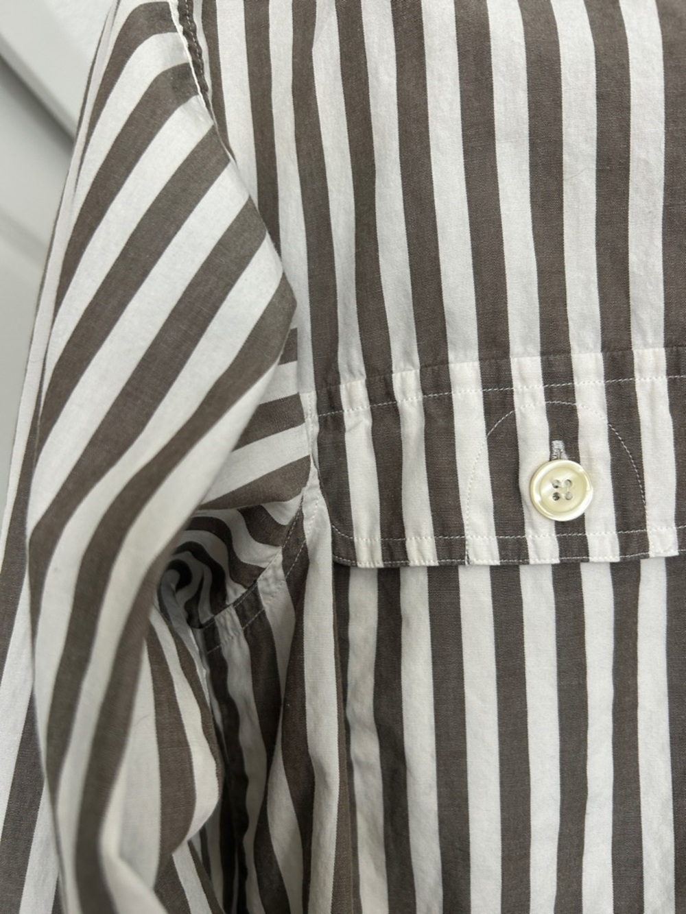 Vintage Brown & White Striped Button-Down Shirt - Picture 3 of 4